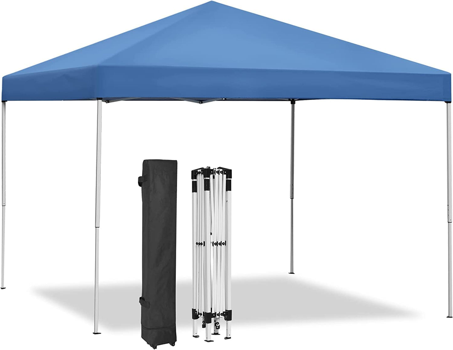 ZENY 10x10 Pop Up Canopy Tent Easy Set-up Outdoor Patio Canopy Adjustable Straight Leg Heights Instant Shelter with Wheeled Bag, Ropes (10x10ft-Grey)