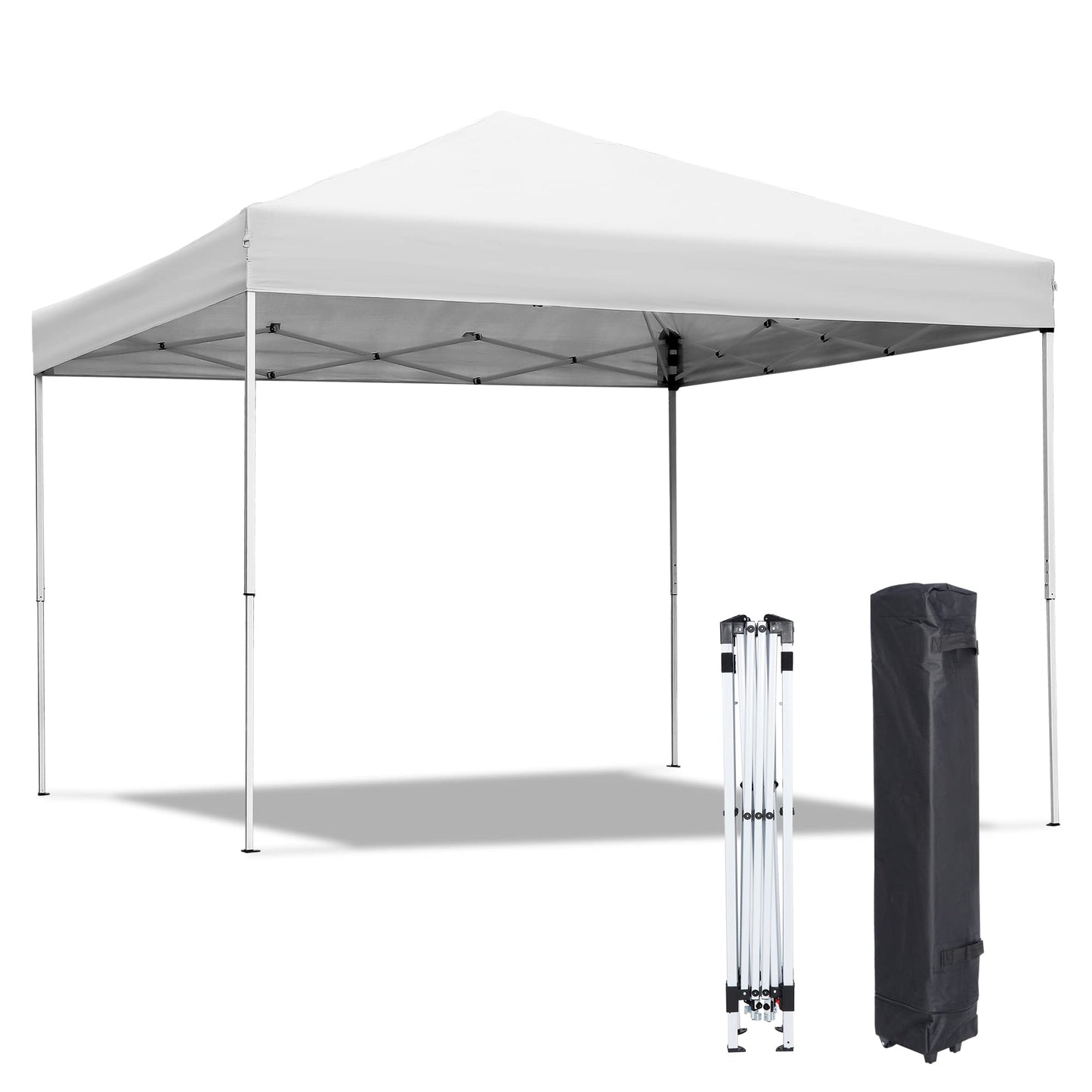 ZENY 10x10 Pop Up Canopy Tent Easy Set-up Outdoor Patio Canopy Adjustable Straight Leg Heights Instant Shelter with Wheeled Bag, Ropes (10x10ft-Grey)