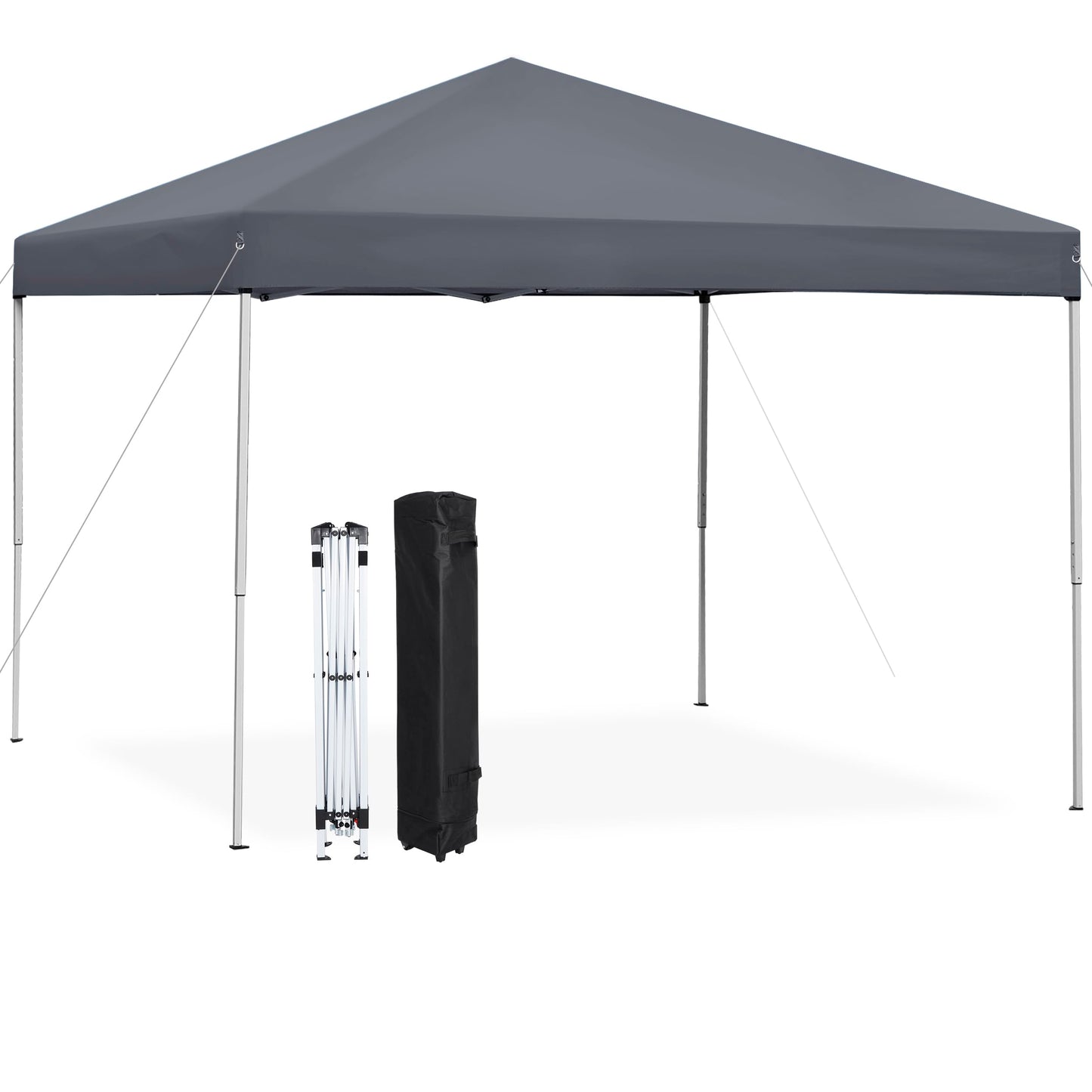 ZENY 10x10 Pop Up Canopy Tent Easy Set-up Outdoor Patio Canopy Adjustable Straight Leg Heights Instant Shelter with Wheeled Bag, Ropes (10x10ft-Grey)