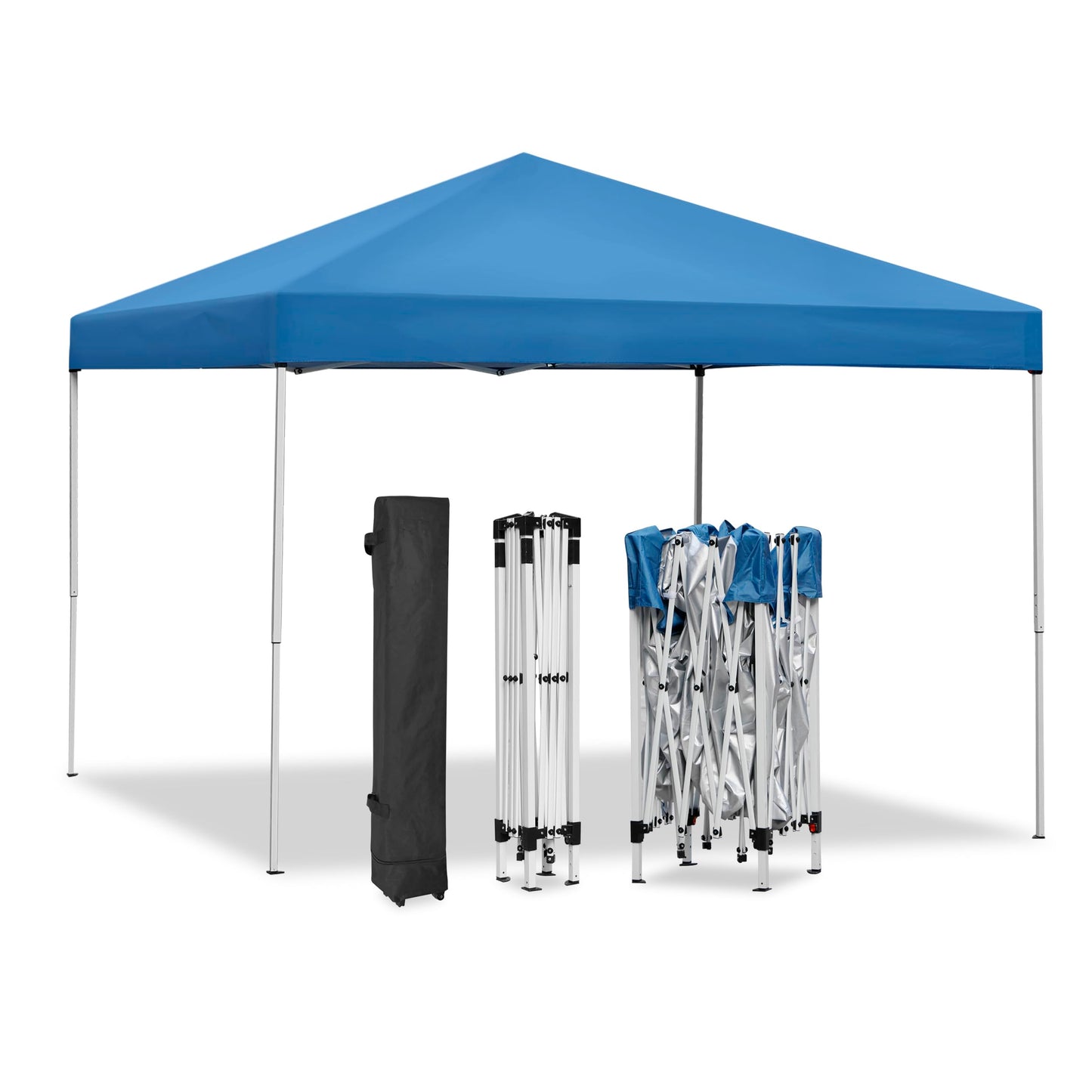 ZENY 10x10 Pop Up Canopy Tent Easy Set-up Outdoor Patio Canopy Adjustable Straight Leg Heights Instant Shelter with Wheeled Bag, Ropes (10x10ft-Grey)