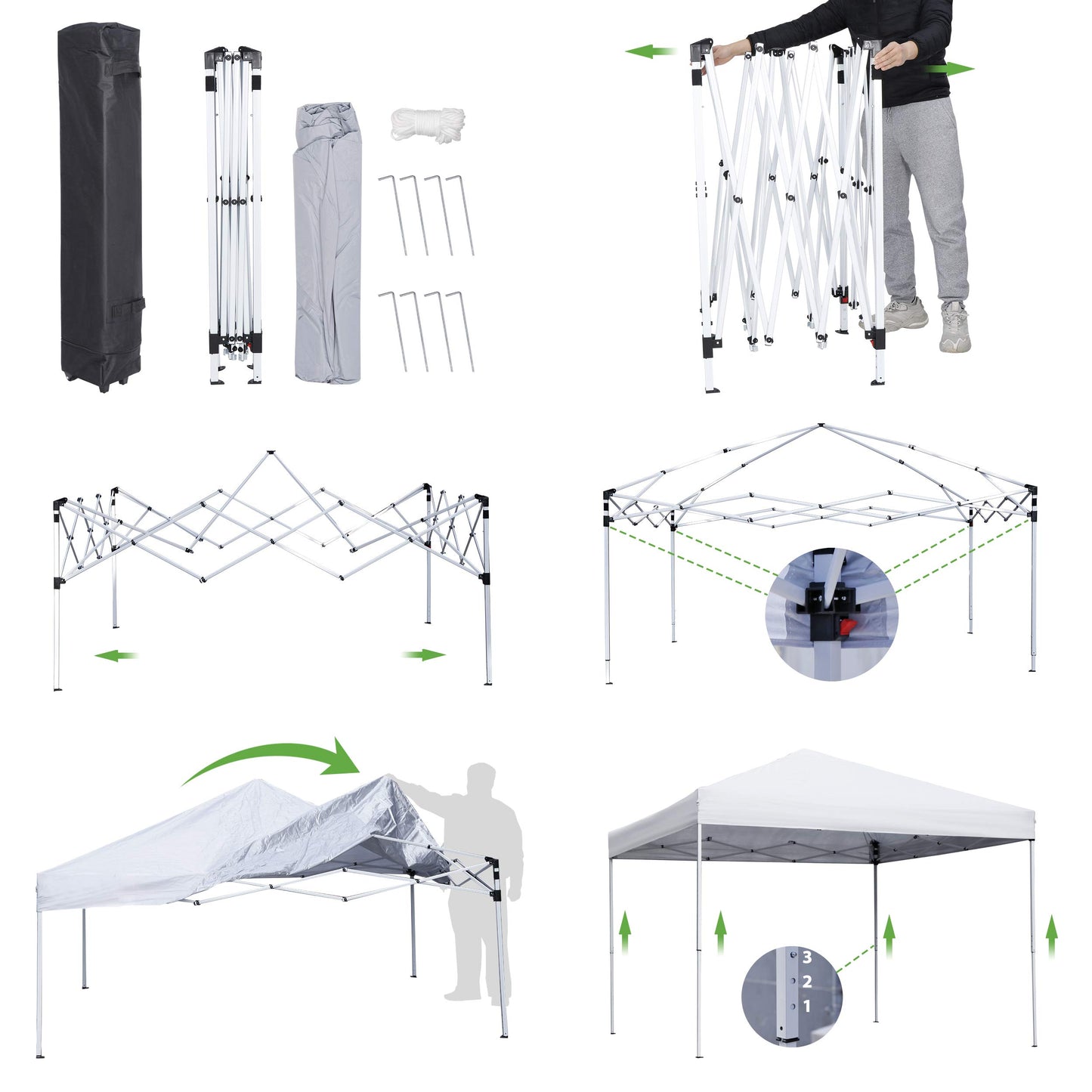 ZENY 10x10 Pop Up Canopy Tent Easy Set-up Outdoor Patio Canopy Adjustable Straight Leg Heights Instant Shelter with Wheeled Bag, Ropes (10x10ft-Grey)