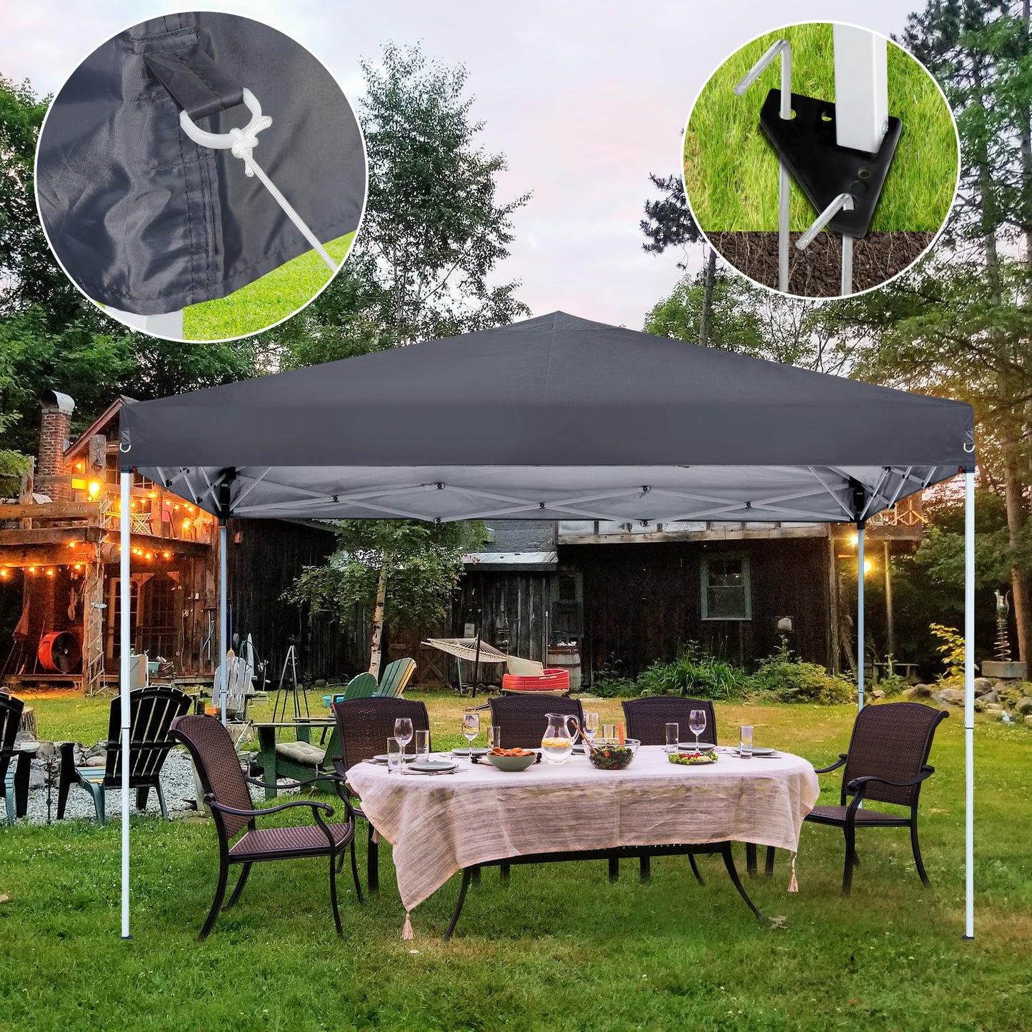 ZENY 10x10 Pop Up Canopy Tent Easy Set-up Outdoor Patio Canopy Adjustable Straight Leg Heights Instant Shelter with Wheeled Bag, Ropes (10x10ft-Grey)