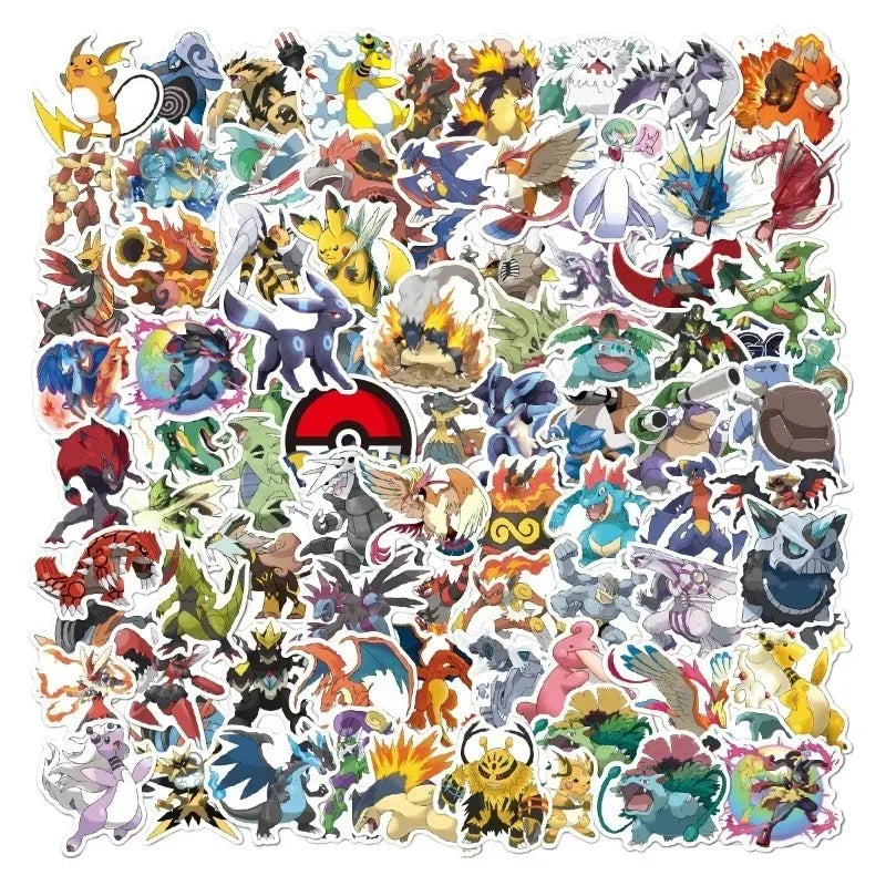 50/100PCS Pokemon Stickers Children's Anime Sticker Pack Stationery Kawaii Deco Kids Cute Sketchbook Aesthetic Classic Toys