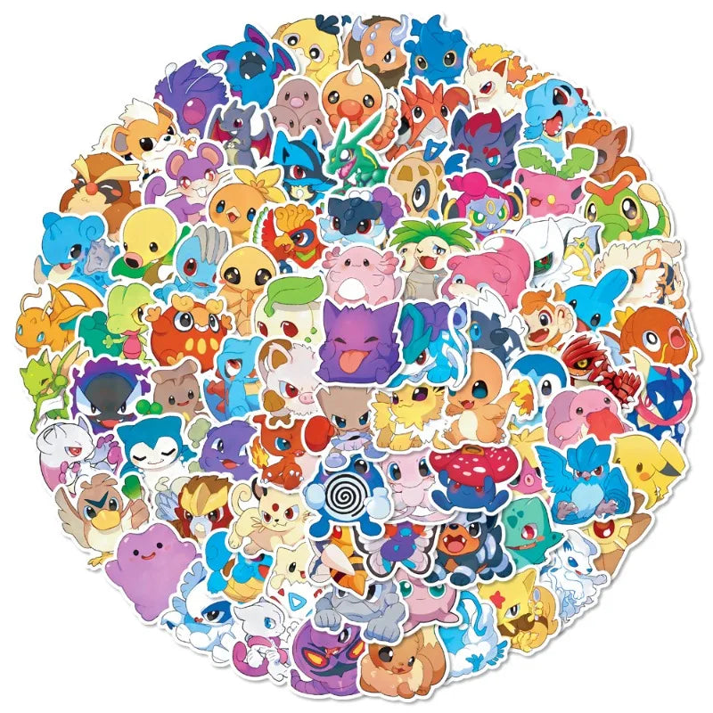 50/100PCS Pokemon Stickers Children's Anime Sticker Pack Stationery Kawaii Deco Kids Cute Sketchbook Aesthetic Classic Toys