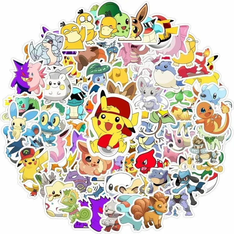 50/100PCS Pokemon Stickers Children's Anime Sticker Pack Stationery Kawaii Deco Kids Cute Sketchbook Aesthetic Classic Toys