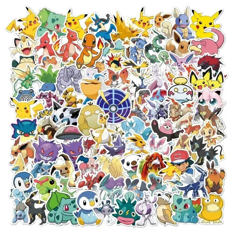 50/100PCS Pokemon Stickers Children's Anime Sticker Pack Stationery Kawaii Deco Kids Cute Sketchbook Aesthetic Classic Toys