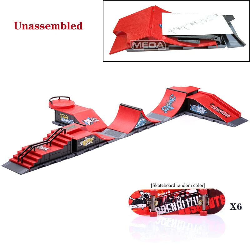 10 In 1 Finger Skateboards With Storage Rack DIY Skate Park Ramp Parts Tech Deck Scene Venue Combination Indoor Home Toys