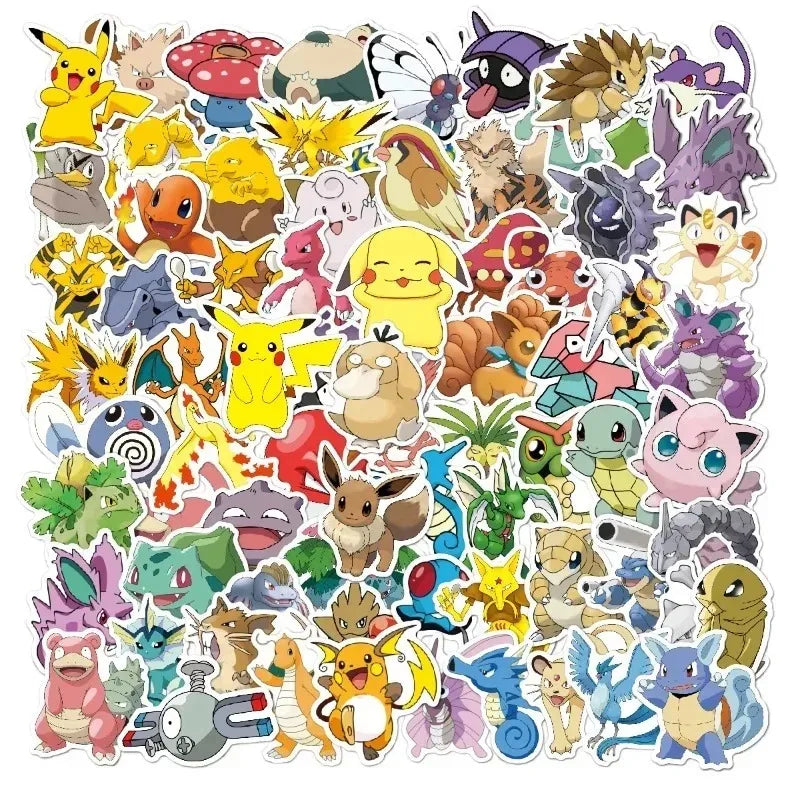 50/100PCS Pokemon Stickers Children's Anime Sticker Pack Stationery Kawaii Deco Kids Cute Sketchbook Aesthetic Classic Toys