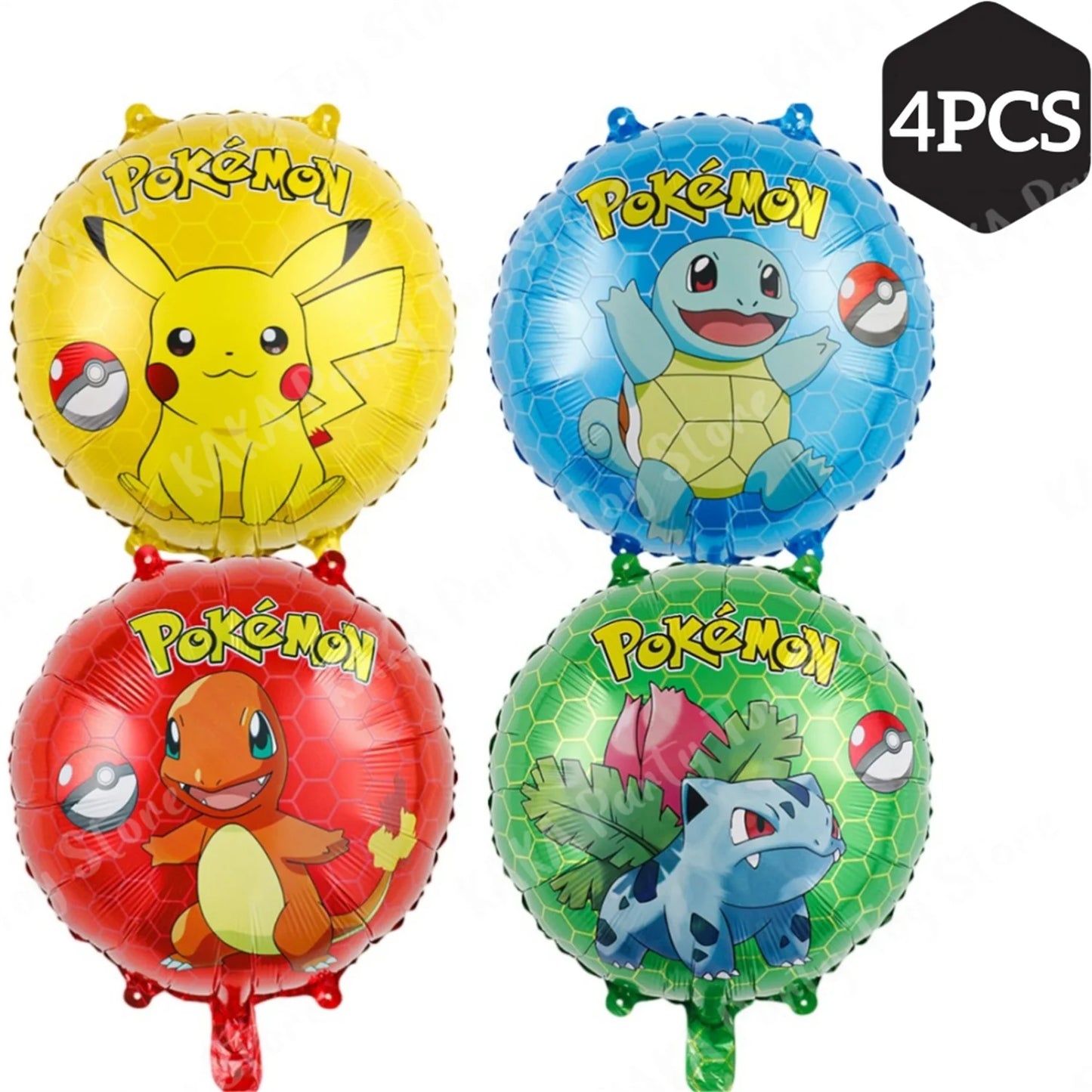 4Pcs Pokemon Pikachu Balloon Set Children's Party Decoration Charmander Squirtle Bulbasaur Birthday Foil Balloons Gift Doll Toy