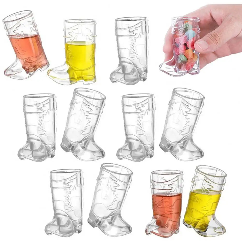 5Pcs Mini Cowboy Boot Shot Glasses Western Theme Party Tumblers Cowgirl Plastic Shot Glasses Fun Birthday Party Cups Drinkware