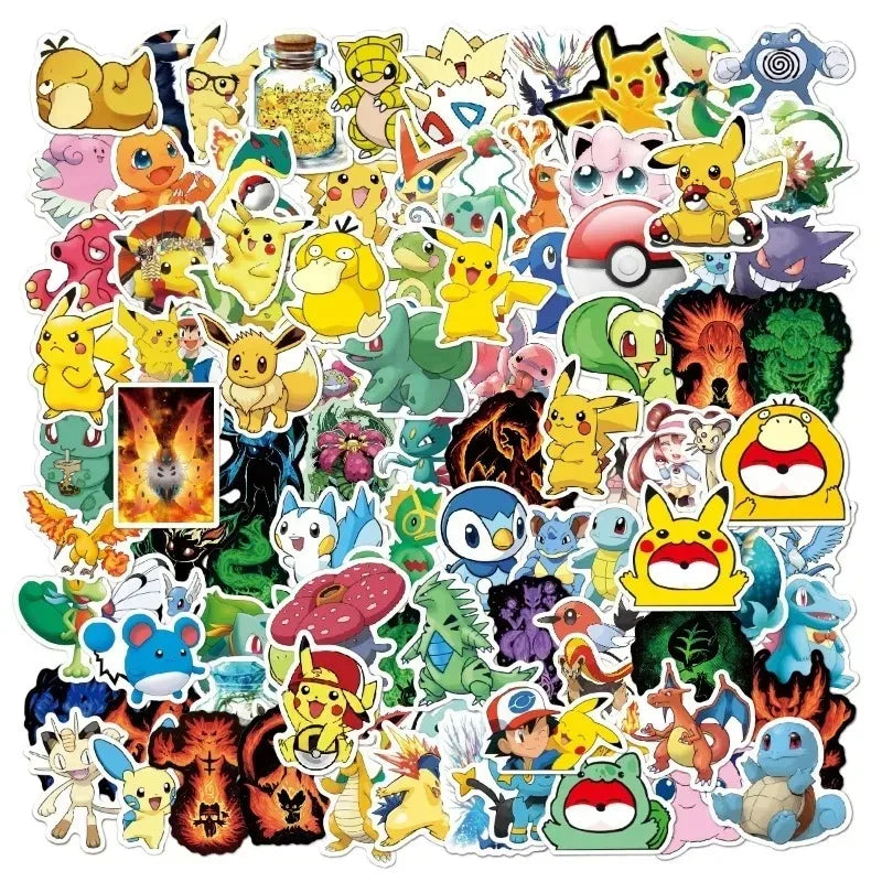 50/100PCS Pokemon Stickers Children's Anime Sticker Pack Stationery Kawaii Deco Kids Cute Sketchbook Aesthetic Classic Toys