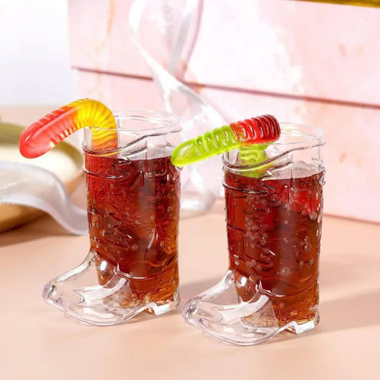 5Pcs Mini Cowboy Boot Shot Glasses Western Theme Party Tumblers Cowgirl Plastic Shot Glasses Fun Birthday Party Cups Drinkware